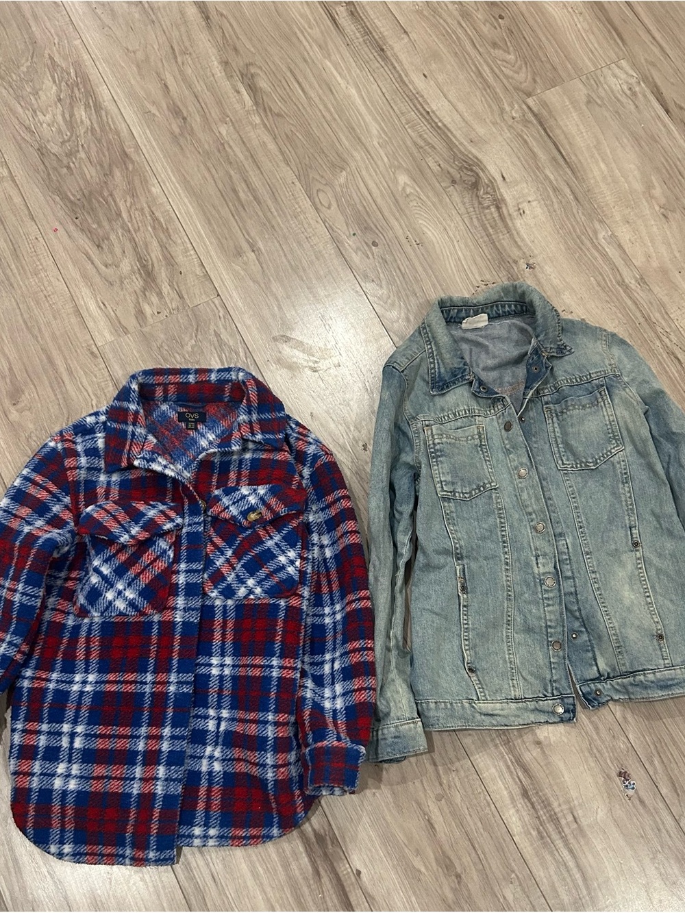 Kids Red, Blue & White Plaid Button-Up Jacket , jeans jacket
